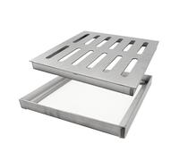Canaletta Scolo Acqua Piovana Griglia di Scarico Quadrata in Acciaio Inox 304 con Base, Copertura Robusta per Canalette Esterne per Giardino, Copertura per Fognatura del Bagno per Bloccare i Detriti(1