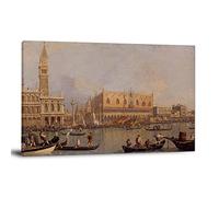 Canaletto - 15 dipinti di arte paesaggistica di Canaletto, vista del Palazzo Ducale a Venezia, decorazione da parete per ragazzi e camerette, 50 x 75 cm