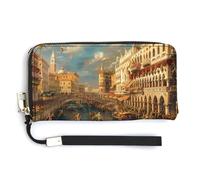 Canalettos Bucentaur's Return Venice Italy Portafoglio in pelle moda borsa lunga con cinturino da polso per uomo donna, Stile:, 20.0*10.5cm