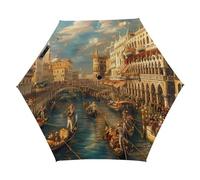Canalettos Bucin Ritorno Venezia Italia Ombrello da viaggio per pioggia Antivento Ombrello compatto portatile pieghevole a 5 pieghe
