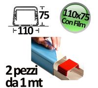Canalina a copertura completa 110x75mm con Film protettivo - 2 pezzi da 1 mt