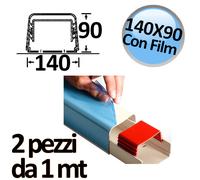 Canalina a copertura completa 140x90mm con film protettivo - 2 pezzi da 1 mt