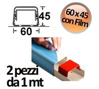 Canalina a copertura completa 60x45mm con film protettivo - 2 PZ da 1 mt