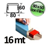Canalina a copertura completa 80x60mm con film protettivo - 16 mt