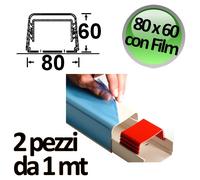 Canalina a copertura completa 80x60mm con film protettivo - 2 PZ da 1 mt