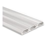 Canalina autoadesiva per cavi 3 pezzi (rettangolare, 1 m, set di gestione dei cavi per 2 cavi, verniciabile, piatta, PVC, per parete, soffitto o pavimento, passacavi) bianco