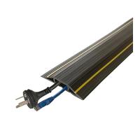 Canalina Calpestabile Autoadesivo, Passacavo a Pavimento in PVC per Cavi Sul Pavimento per Interni Ed Esterni, Proteggono I Cavi, Prevengono Gli Inciampi(Black,Small)