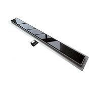 CANALINA DI SCARICO DOCCIA VETRO NERO E ACCIAIO INOX PILETTA DRENAGGIO 70 cm