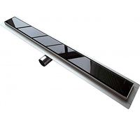 Canalina doccia GL01 - scarico doccia in vetro nero - per docce walk-in - lunghezze specificate, Lunghezza:900mm