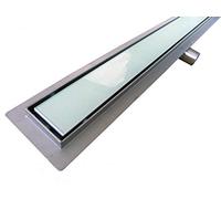 Canalina doccia GL02 - scarico doccia in vetro bianco - per docce walk-in - lunghezza specificata, Lunghezza:600mm