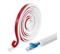 Canalina flessibile autoadesiva 2M,Canalina Passacavi Muro, Canali a Cavo Semicircolare, per pavimento per pavimenti, soffitti, pareti, piastrelle,Bianco