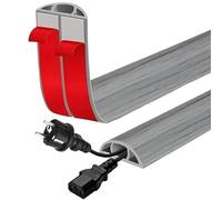 Canalina Passacavi Adesiva 1 pz. m/2 m prolunga copricavo da pavimento protezione for canalina di alimentazione pratico organizzatore cavi(Gray wood grain,1m)