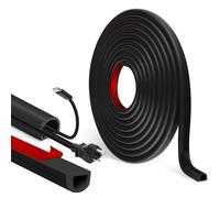 Canalina passacavi adesiva canaline per cavi elettrici semicircolare copricavi flessibile copri fili per TV muro pavimento (Nero, 7mm×14mm×3m)