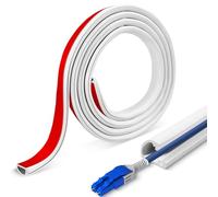 Canalina Passacavi Adesiva, Mini Canalizzazione per Cavi in PVC Morbido, Passacavo Flessibile con Nastro Autoadesivo, Protezione Cavi per Parete e Pavimento, Ideale per Casa e Ufficio, Bianco, 6 Metri