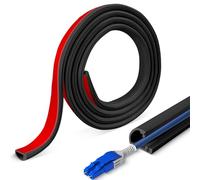 Canalina Passacavi Adesiva, Mini Canalizzazione per Cavi in PVC Morbido, Passacavo Flessibile con Nastro Autoadesivo, Protezione Cavi per Parete e Pavimento, Ideale per Casa e Ufficio, Nero, 3 Metri