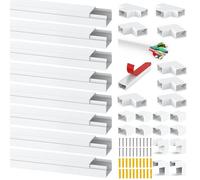canalina passacavi muro, nascondi cavi, 8 confezioni 1 m, copricavi tv parete adesiva,passacavi, coprifili elettrici copricavi tv paretecome nascondere prese e fili tutto per casa,24 mm (L)*14 mm (H)