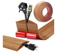 Canalina Passacavi Pavimento Autoadesivo, PVC Flessibile Canalina Passacavi Calpestabile Nascondi Cavi Copricavi per Cavi Tutti i Cavi di Alimentazione a Casa Uffici (Venatura del legno A, 5cm x 5m)