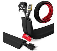 Canalina Passacavi Pavimento Autoadesivo, PVC Flessibile Canalina Passacavi Calpestabile Nascondi Cavi Copricavi per Cavi Tutti i Cavi di Alimentazione a Casa Uffici (Nero, 4cm x 1m)