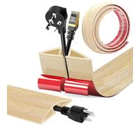 Canalina Passacavi Pavimento Autoadesivo, PVC Flessibile Canalina Passacavi Calpestabile Nascondi Cavi Copricavi per Cavi Tutti i Cavi di Alimentazione a Casa Uffici (Venatura del legno C, 5cm x 1m)