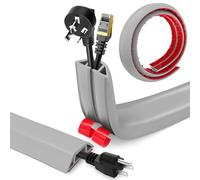 Canalina Passacavi Pavimento Autoadesivo, PVC Flessibile Canalina Passacavi Calpestabile Nascondi Cavi Copricavi per Cavi Tutti i Cavi di Alimentazione a Casa Uffici (Grigio, 4cm x 1m)