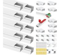 Canalina per cavi autoadesiva, colore bianco, autoadesiva, 10 pezzi x 0,4 m, copertura per cavi in PVC, per tutti i cavi di alimentazione in casa, ufficio, 24 (larghezza x profondità x altezza)