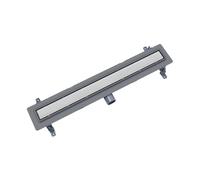 Canalina per doccia ABS - Set completo di copertura Duo con piastrelle o filtro per capelli in acciaio inox spazzolato - Grondaia con piedini di montaggio a sifone con manicotto di tenuta a doppia