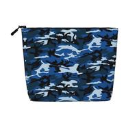 Canapa falsa della cassa portatile dei cosmetici di camuffamento blu, grande borsa di trucco impermeabile di viaggio del sacchetto di toilette