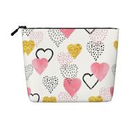 Canapa falsa di grande capacità della borsa di trucco del cuore di rosa dell'oro, sacchetto resistente dell'toilette dell'acqua della cassa con cerniera portatile