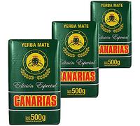 Canarias Yerba Mate Tè Edicion Especial 1.5kg (500g x 3) + Campione Regalo (40g):Ricco di antiossidanti e vitamine, accelera il metabolismo, senza zucchero | Uruguay