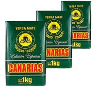 Canarias Yerba Mate Tè Edicion Especial 3 kg (1kg x 3) + Campione Regalo (40g):Ricco di antiossidanti e vitamine, accelera il metabolismo, senza zucchero | Uruguay
