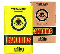 Canarias Yerba Mate Tè Tradizionale 1 kg + Rojo y Centella 0.5 kg + Campione Regalo (40g):Ricco di antiossidanti e vitamine, accelera il metabolismo, senza zucchero | Uruguay