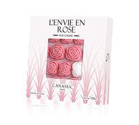 Canasuc Paris, L' Envie en Rose Pur Sucre de Canne,"Window Gift Box" of 36 Assorted French Molded Rose Sugar Pieces, White & Rose, 3.35 Oz