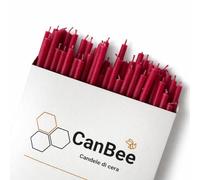 CanBee - 50 Candele Sottili Rosse in Cera d’Api Naturale - 16 cm x 0,5 cm - Stoppino in Cotone - Brucia 40 Minuti -Ideali per Meditazione, Festività, Cene Romantiche, Regali, Yoga