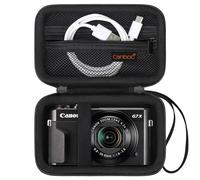 Canboc - Custodia da trasporto per Canon PowerShot G7 X Mark II/III per fotocamera digitale, punto e sparatutto Vlogging, tasca in rete, adatta per cavo USB, batterie, nero (solo custodia)