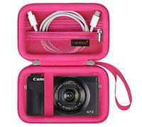 Canboc custodia da trasporto per fotocamera digitale Canon PowerShot G7 X Mark III / G7X Mark II, SX740 SX730 Borsa fotocamera, tasca in rete con cerniera adatta al cavo USB, batterie, rosero