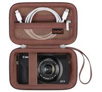 Canboc custodia da trasporto per fotocamera digitale Canon PowerShot G7 X Mark III / G7X Mark II, SX740 SX730 Borsa fotocamera, tasca in rete con cerniera adatta al cavo USB, batterie, marrone