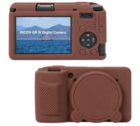 Canboc Custodia in silicone fotocamera digitale Ricoh GR IV, custodia protettiva in silicone morbido GRIV con copertura lente rimovibile, marrone