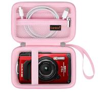 Canboc Custodia per OM SYSTEM Tough TG-7 / OM SYSTEM OLYMPUS TG-6 telecamera subacquea, Borsa impermeabile per fotocamera, Tasca a rete lampo adatta al cavo USB, Rosa