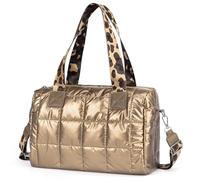 CANBOX Puffer Bag, borsa trapuntata con zip, borsa a tracolla imbottita in oro, borsa a tracolla shopper da donna