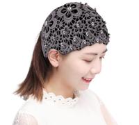 Canca in pizzo - ampio tratto floreale, turbante elastico perla | tessuto traspirante morbido, impugnatura non slip per donne ragazze yoga palestra che danza alla moda indossare casual boho per capell