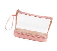 Zialofi Cancella per trucco da viaggio in PVC Custode impermeabile per lezioni da toeletta a doppio strato portatile custodia, Rosa