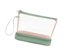 Zialofi Cancella per trucco da viaggio in PVC Custode impermeabile per lezioni da toeletta a doppio strato portatile custodia, Verde