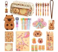 Cancelleria Capibara, Capybara Forniture Per Ufficio E Scuola,Astuccio Capibara con Accessori,Astuccio Capibara,Penne Cancellabili,Block Notes,Postit,Righello,Bambola,Ciondolo,Clip,Per Ragazze Ragazzi