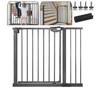 Cancelletto di protezione per bambini, chiusura automatica della griglia delle scale, senza forare le griglie, griglia per porta + 20 cm di estensione, estensibile fino a 105 cm, nero