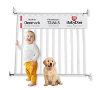 BabyDan Billund - Cancelletto di sicurezza per bambini, da parete, per aperture, 72-84,5 cm, senza barra inferiore per un passaggio sicuro, colore: bianco, in metallo