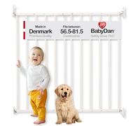 BabyDan Ebeltoft - Cancelletto di sicurezza per bambini, per aperture strette (56,5-81,5 cm), montaggio a parete, per neonati e animali domestici, regolabile e resistente, bianco, in metallo