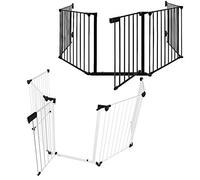 Cancelletto di Sicurezza Barriera Protettiva per Bambini, Camino, Cani, Animali, Stufa, Bambini Box Cani Grata Pieghevole- 5 elementi (Bianco)