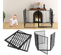 Cancelletto di Sicurezza Barriera Protettiva per Bambini, Camino, Cani, Animali, Stufa, Bambini Box Cani Grata Pieghevole (240 * 2,5 * 75cm 4 pezzi - Nero)