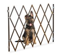 Relaxdays Cancelletto di Sicurezza per Cani, Recinzione Allungabile Fino a 130 cm, Alto 87,5-100 cm, in bambù, Marrone