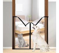Cancelletto in Rete per Cani con Doppie Cerniere, 95x95 cm Barriera di Sicurezza Animali Domestici Senza Foratura Recinzione di Sicurezza per Cuccioli Scale e Porte